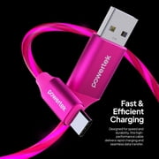 Powertek Light-Up USB-A to USB-C Charging Cable, 5 ft, Pink