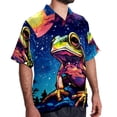 thumbnail image 2 of Starry Sky Frog Men's Hawaiian Shirt, Short Sleeve Printed Button Down Beach Casual Tops, Summer Spread Collar Men's Shirts, 2 of 6