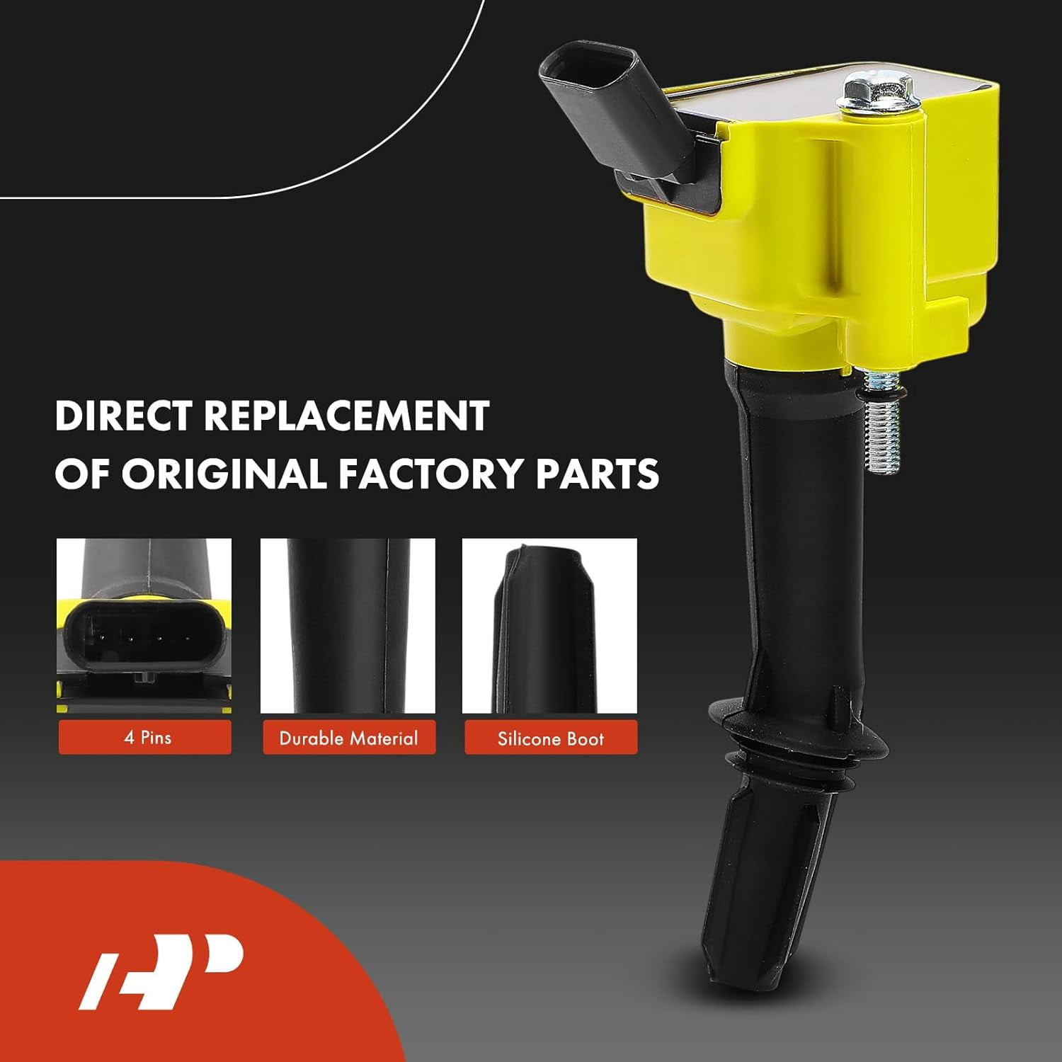 A-Premium (Yellow) Set of 8 Ignition Coil Pack and Iridium Spark Plugs Compatible with Chevrolet Equinox 2018-2024, Malibu 2016-2024, Cruze 2016-2019, Trax 2022 & GMC Terrain 2018-2023 & Buick Encore