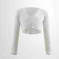 thumbnail image 2 of XXWXYD Girls Ballet Dance Top Cotton V Neck Vest Long Sleeve Classical Practice Shirt Cute Ballerina Wear, 2 of 8