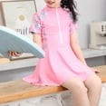 thumbnail image 3 of IBTOM CASTLE Toddler Girls Swimsuit Short Sleeve Zipper Swimdress + Shorts Two Piece Bathing Suits for Kids Teens Beachwear Swimwear 2-3 Years Pink, 3 of 8