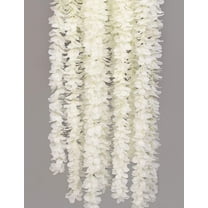 32.8Ft Artifiicial Hanging Flower Garland Silk Wisteria Vine Home Wedding Outdoor Arch Garden Wall Decor,Pack of 10 (White)