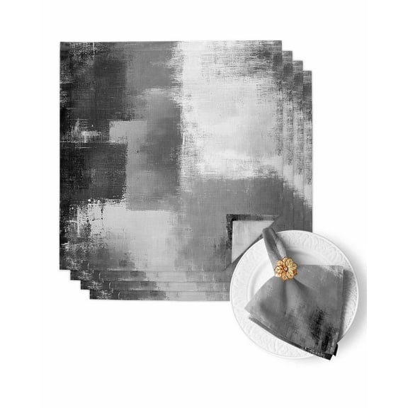 Cloth Napkins Vintage Gray Color Block Texture Washable Soft Kitchen Dinner Napkin Set of 4,Abstract Shabby Art Reusable Cocktail Napkins for Wedding Holiday Party Event,20x20In