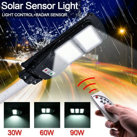 

60W 120-LED Solar Sensor outdoor Light with Light Control and Radar Sensor Black