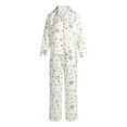thumbnail image 5 of Joyspun Women’s Stretch Satin Notch Long Sleeve Top and Pant Pajama Set, Sizes XS to 3X, 5 of 5