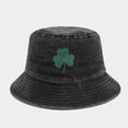 thumbnail image 2 of DJN Men's St. Patrick's Day Shamrock Embroidered Fisherman Hat Polyester Outdoor Sport Sun Hat Black One Size, 2 of 5