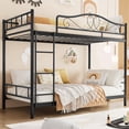 thumbnail image 1 of Ourlova Twin Over Twin Metal Bunk Bed with Ladder and Guardrails- Heavy Duty- 400 Lbs Capacity- No Box Spring Needed- Easy Assembly- Black - Modern Bunk Bed Frame, 1 of 7