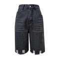 thumbnail image 4 of ZJXFGS Jean Shorts Womens High Waisted, Plus Size Jean Shorts, Stretchy Denim Short Summer Raw Hem Mom Long Shorts Cutoff Jorts, Mens Casual Shorts Dark Gray L, 4 of 9