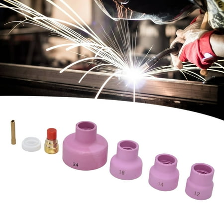 

Fdit 7Pcs TIG Gas Lens Kit Ceramic Cup Electrode Holder Connector PTFE Front Cover For WP 9 20 25 Welding Supplies TIG Gas Lens Kit