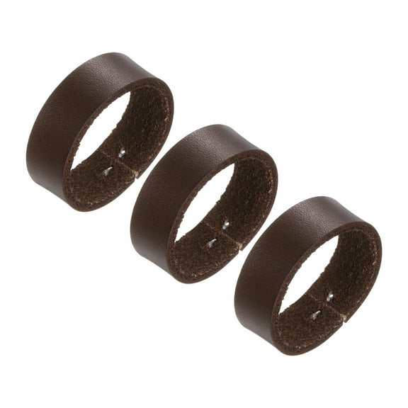 3Pack Leather Belt Loop Keepers, Fitting 3.5cm Width Belt Strap Buckles (Coffee)