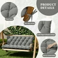 thumbnail image 2 of Snubbull Swing Replacement Cushion, Outside Bench Cushion with Backrest, 2-3 Seater Cushion with 6 Ties for Outdoor Furniture, 60 x 40 x 5 inches Porch SwingCushion Garden Bench, Light Gray, 2 of 7