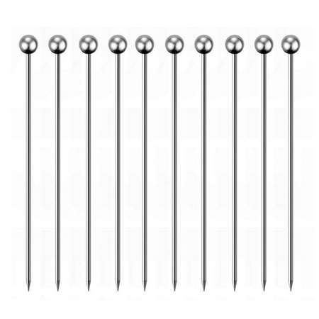 

10PCS Cocktail Picks for Drinks Stainless Steel Cocktail Toothpicks Reusable Cocktail Skewers Garnish Picks Bloody Mary Skewers Metal Martini Picks for Olives Appetizers Fruit (Silver/4.3 Inches)