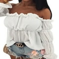 thumbnail image 2 of Blouse Courte à Manches Longues Bouffantes avec Volants pour Femmes, 2 of 4