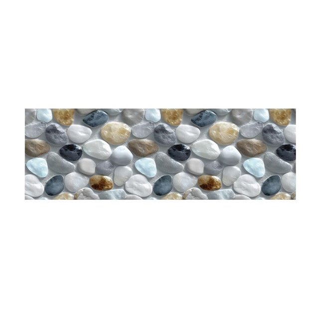 Corridor Stone Patterned Carpet with 3D Pebble Design Washable Floor Mat for Entrance Bathroom and Kitchen Use