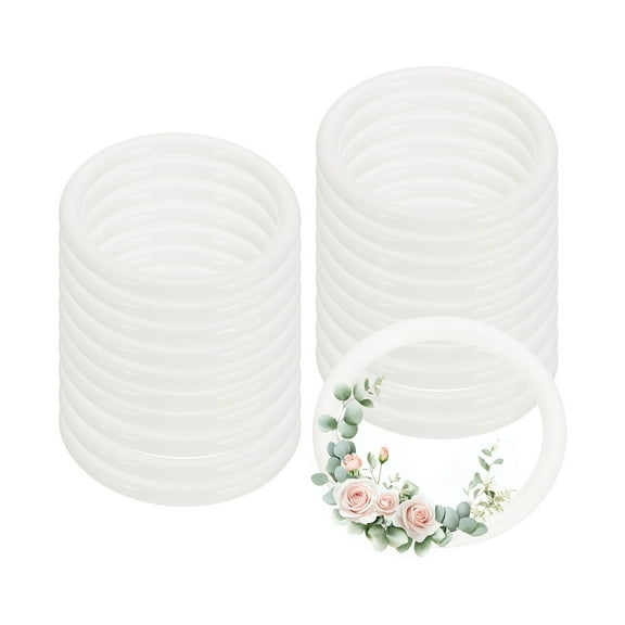 Uxcell 20 Pcs Dream Catcher Rings, 2 inch Floral Macrame Plastic O Rings DIY Round Plastic Hoops for Crochet Craft Making Wall Hanging Wedding Wreath Christmas, White