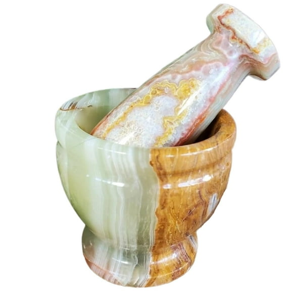 Mortar and Pestle Set Green 3” Handmade Afghan Jade Garlic Crusher Nut Grinder, Spice Crusher, Grinder Bowl for Kitchen