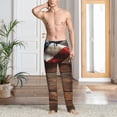 thumbnail image 2 of Sikiie Rustic American Flag Wood Pajama Pants Men, PJ Bottoms, Sleep & Lounge Pants-Small, 2 of 6