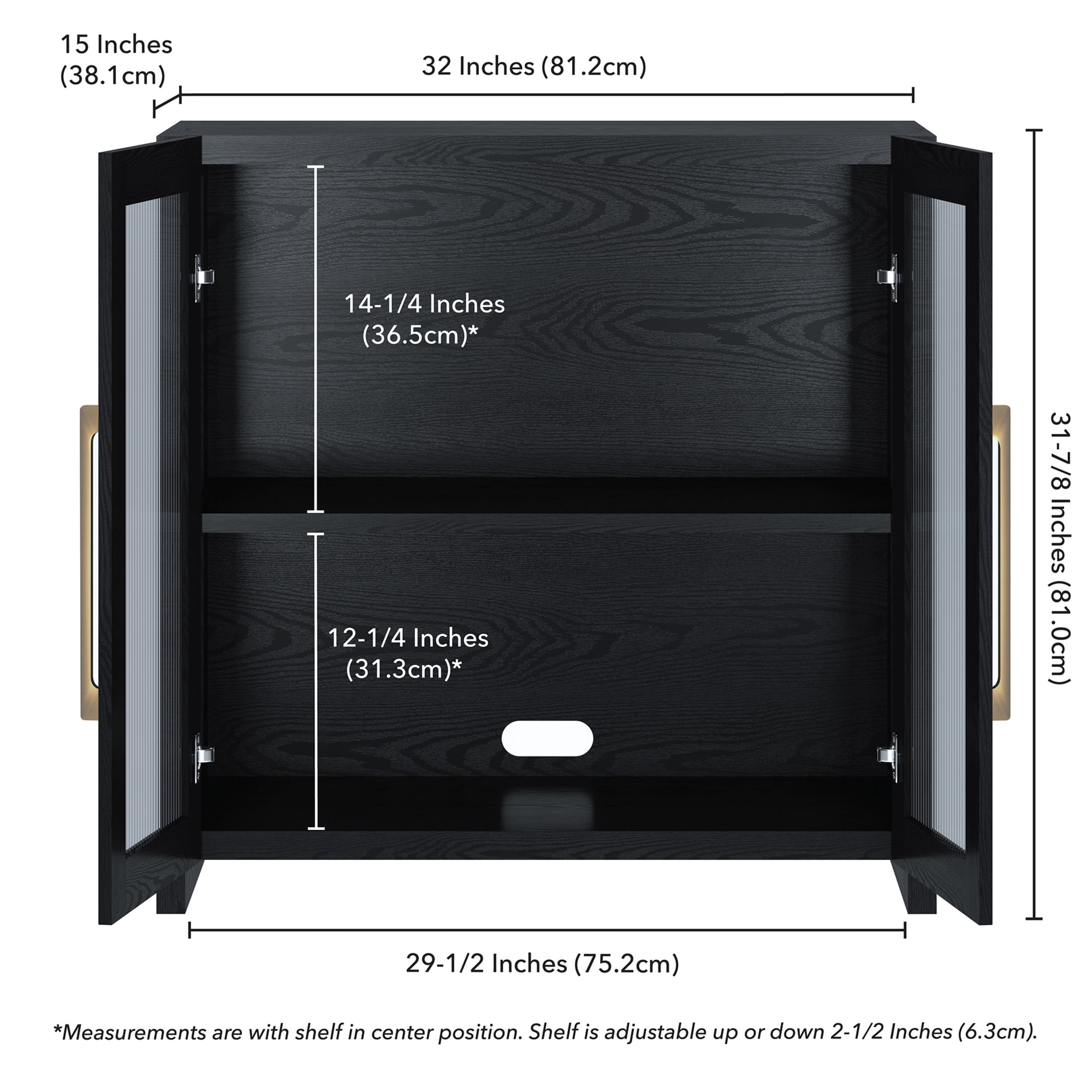 Evelyn&Zoe Modern/Contemporary 32" Wide Black Grain Accent Cabinet