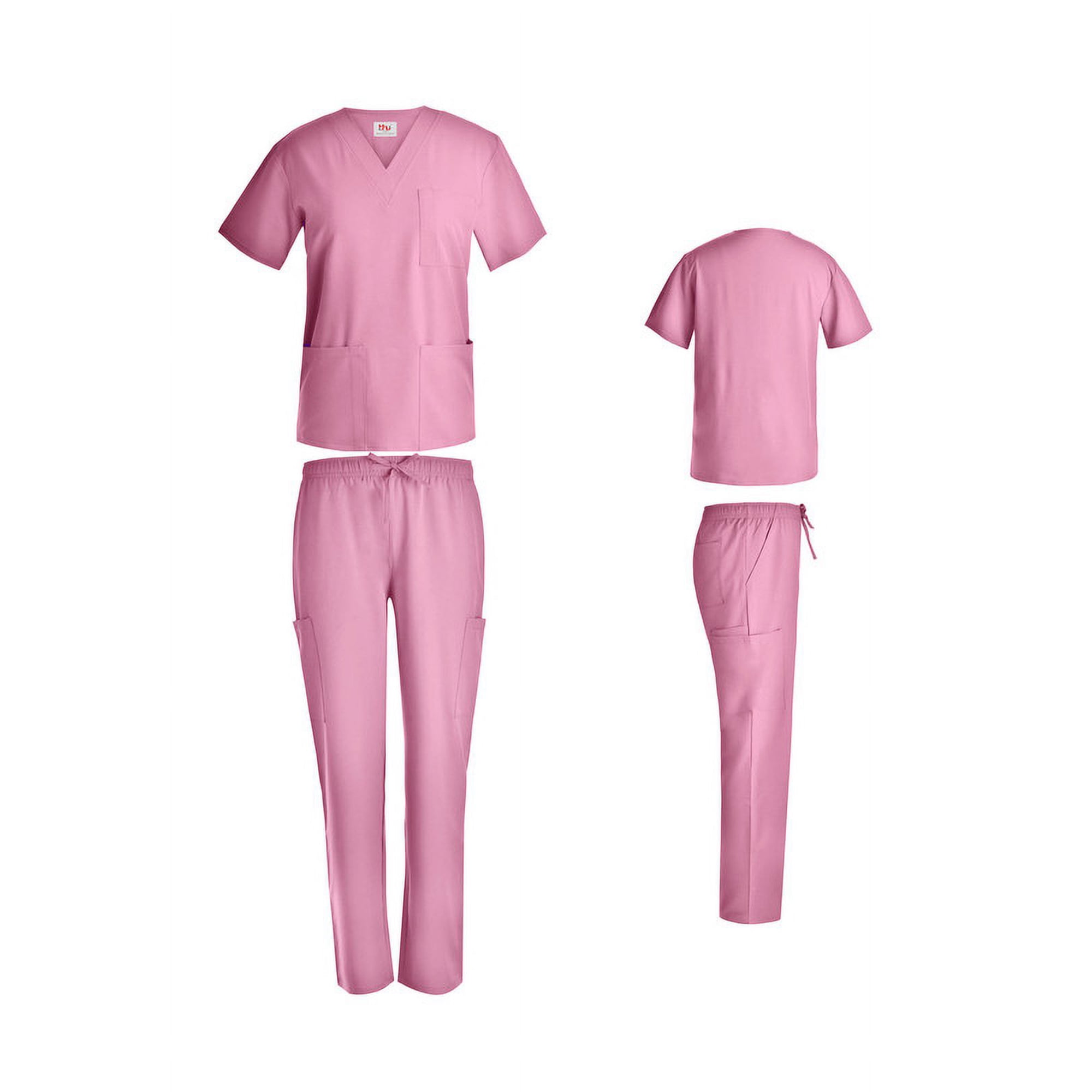Unisex STRETCH Cargo Scrub Set Solid V-Neck Top Men Women Cargo Nurse Uniform