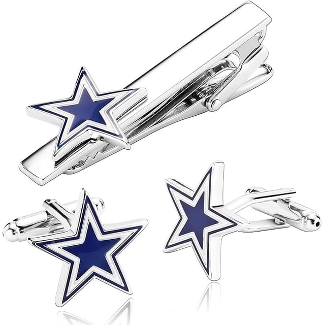 Gemelos de camisa para hombre, color blanco y azul, juego de gemelos de estrella para hombre, acero inoxidable, regalos para hombres y mujeres