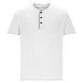 thumbnail image 2 of ZZwxWA Henley Shirts for Men Fashion Short Sleeve Tshirts Solid Color Plain Collarless Button Tees Festival Gift, 2 of 4
