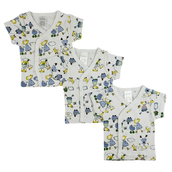 Bambini White Side Snap Short Sleeve Shirt - 3 Pack