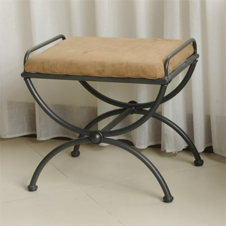 Pemberly Row Iron Vanity Bench In Saddle Brown Walmart Com