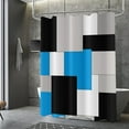thumbnail image 2 of Blue Geometric Shower Curtain, Blue Grey Black Geometric Shower Curtain Contemporary Bathroom Curtain Bathtub Home Decor Waterproof Fabric Machine Washable with 12 Hooks, 2 of 6