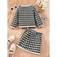 thumbnail image 3 of Arvbitana Little Girls Skirts Sets Houndstooth Print Long Sleeve Button Coat Tops + Skirts 2Pcs Fall Outfits Toddler Kids Casual Daily Clothes 2T 3T 4T 5T 6T, 3 of 9