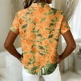 thumbnail image 6 of Minjewel Women's Hawaiian Print Button Down Short Sleeve Shirt with Pocket Casual Summer Beach Vacation Tropical Tops,Orange,2XL, 6 of 6