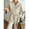 thumbnail image 2 of Women'S Wrap V Neck Long Sleeve Tie Front Belted Cardigan Casual Sweater  M, 2 of 5