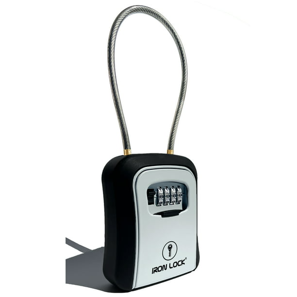 Iron Lock Medium Waterproof Key Lock Box - Removable Cable Shackle, 4 ...