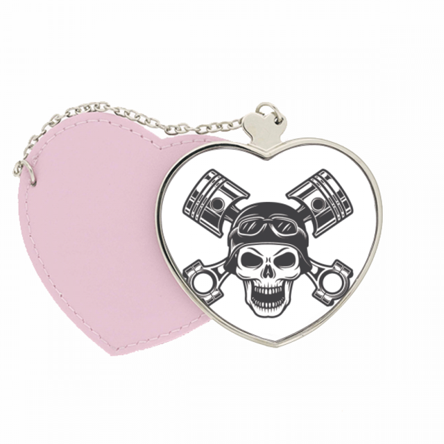 Gafas de moto luces esqueleto patron Bolsa de viaje Mirror maquillaje corazón rosa