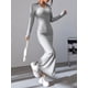 thumbnail image 2 of Vestido sexy de punto con cuello en V y cuello inverso para mujer, suéter básico elástico de manga larga para otoño e invierno, 2 of 5