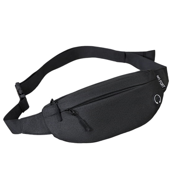 Crossbody Sling Bag Fanny Pack with Dual Pockets - Water Resistant Purses and Handbags, Adjustable Waist Pack Running Belt for Men and Women (Black, Large)