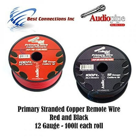 12 GAUGE WIRE RED & BLACK POWER GROUND 100 FT EACH PRIMARY STRANDED COPPER