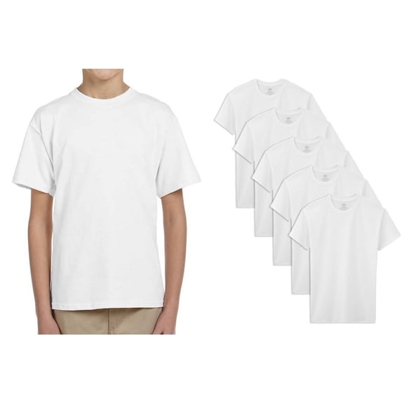 Fruit of the Loom Boys' Classic Crew Neck T-Shirts,White 4T-5T,5 Pack