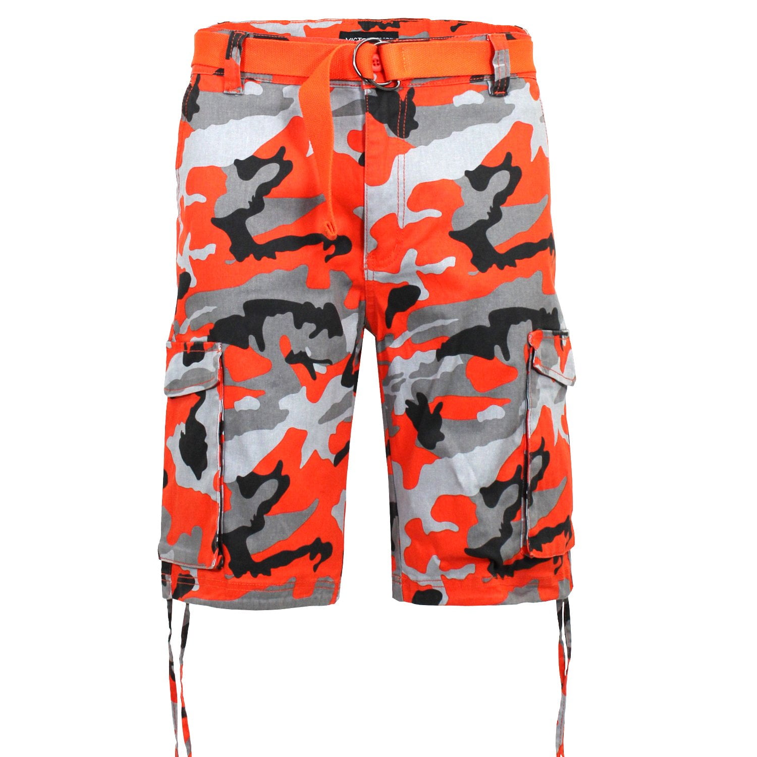 Victorious Men's Belted Twill Camo Cargo Short DS2065 - Red - 44