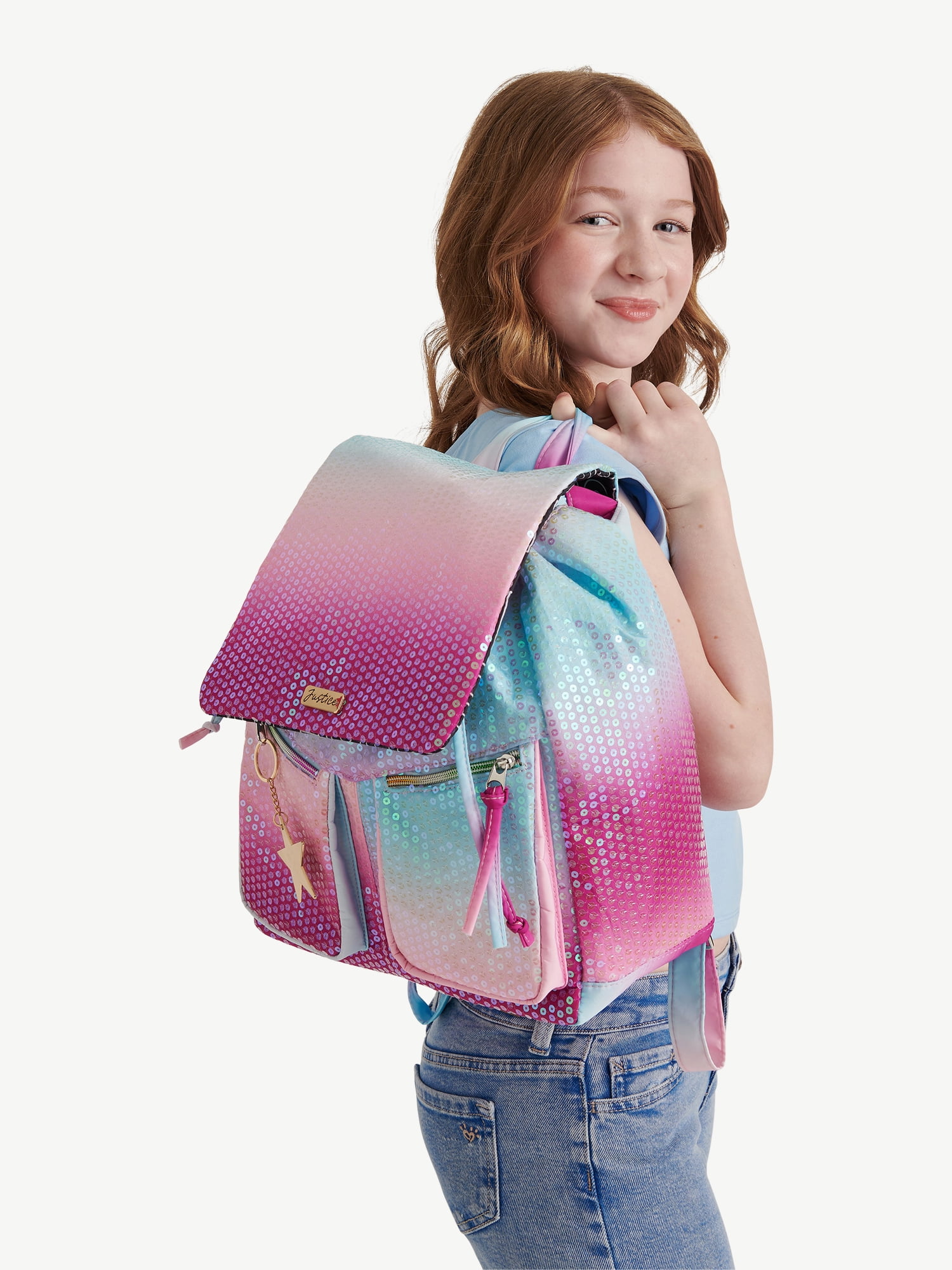 Justice Girls Sequin Rucksack Backpack, Ombré