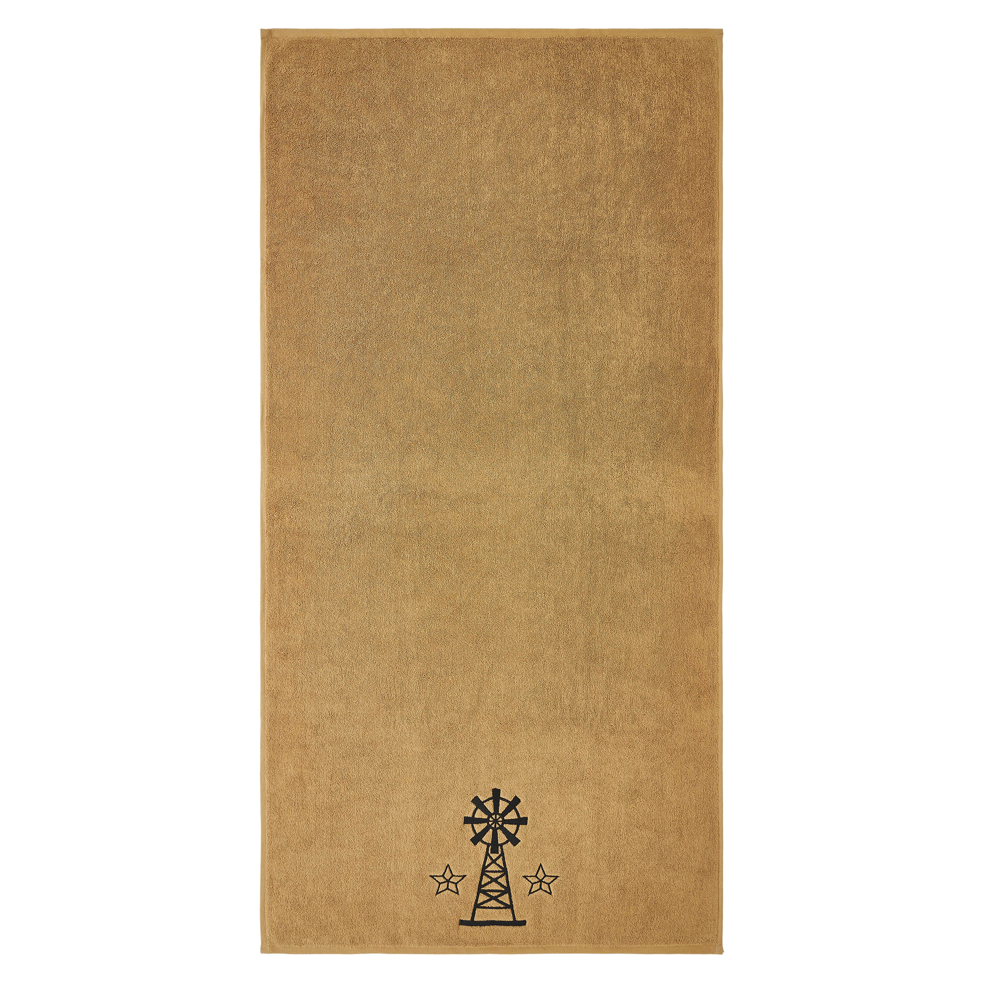 VHC Brands Black Windmill & Stars Tan Bath Towel Set of 2 27x54