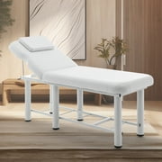LZBEITEM White Wide Stationary Massage Table with Backrest for Treatment Table Physical Therapy Table Spa Facial Bed, Metal Frame 27.5 Wide 73 Long Heavy Duty Professional Stationary Massage Bed
