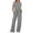Gray, variant on Wdfiry Formal Jumpsuits for Women Casual Solid Short Sleeve Playsuit Clubwear Straight Wide Leg Jumpsuit with Drawstring