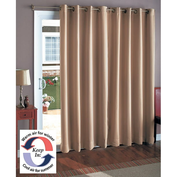 Blackout Insulating Room Cooling Patio Panel Curtain 112 X 84 Wheat Sand Tan Com Blackout Insulating Room Cooling Patio, Patio Door Curtains For Winter