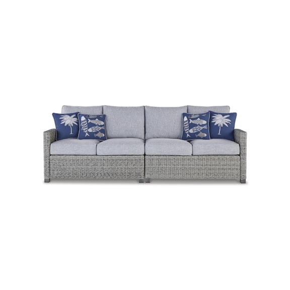 Signature Design by Ashley Naples Beach Light Gray Outdoor Loveseat Set of 2