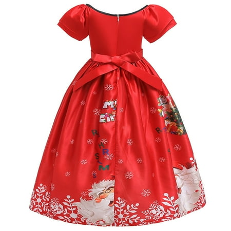 

DNDKILG Infant Baby Toddler Child Children Kids Dress for Girl Christmas Summer Dresses Short Sleeve Sundress Red 4Y-13Y
