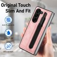 thumbnail image 3 of ELEHOLD for Samsung Galaxy Z Fold5 Luxury Leather Case,Premium Leather Slim Lightweight with Pen Slot Stylus Pen Included Shockproof Anti-Fingerprint Case for Samsung Z Fold5 2023, Pink, 3 of 9