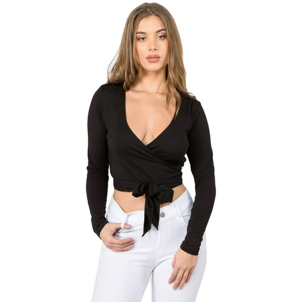 Neck wrap top crop top
