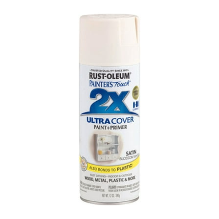 Rust-Oleum 249843 Painter's Touch 2X Ultra Cover Blossom White Satin 12 oz Spray Paint