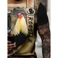 thumbnail image 4 of Men's Rooster Theme Print T-Shirt| Big Size 3D Letter Design| Machine Washable Polyester| Summer Outdoor Outfit, PLUS SIZE, 4 of 6