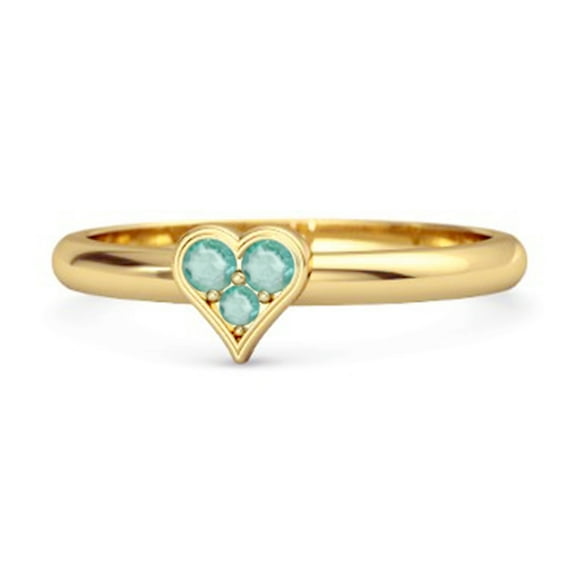 Sparkling Heart Shaped 0.60 Ct Emerald 925 Sterling Silver Gold Vermeil Women Valentines Day Gifts Ring